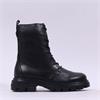 Wonders Bones Lace Military Boot - Black Leather